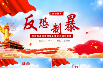 2025红色简洁简约党政风反恐制暴应急预案处置安全知识宣传PPT免费下载