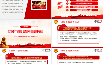 2025红色党政风学习贯彻相关领导在庆祝中国共产主义青年团成立100周年大会上的重要讲话精神团课课件PPT模板免费下载