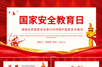 2025极简风红色党政风国家安全教育日PPT增强全民国家安全意识免费下载