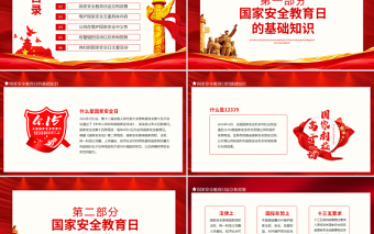 2025极简风红色党政风国家安全教育日PPT增强全民国家安全意识免费下载