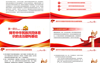 2025简洁大气以法治为保障铸牢中华民族共同体意识PPT红色党政风深入学习中央民族工作会议专题党课课件免费下载