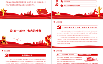 2025红色精美中共七大PPT红色简洁中国共产党第七次全代表大会确立毛泽东思想为党的指导思想党课免费下载