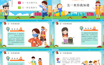 2025简洁实用清新劳动节学生假期安全教育主题班会介绍PPT模板免费下载