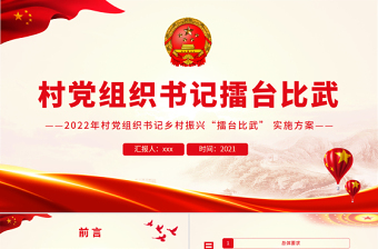 2025简洁实用村党组织书记擂台比武PPT村党组织书记乡村振兴擂台比武活动实施方案免费下载