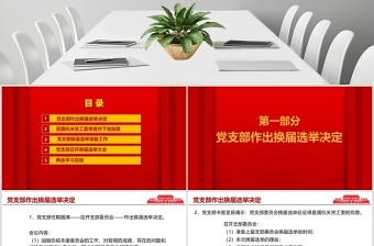2025简洁大气红色庄重党支部换届选举工作流程PPT模板免费下载