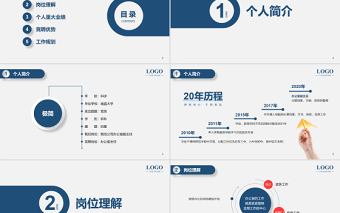 2025蓝色创意极简风办公室主任竞聘PPT主任竞聘中层晋升答辩模板免费下载