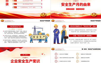 大气简洁排查重大隐患开展应急演练PPT清新卡通风2023安全生产月宣传安全教育课件模板免费下载