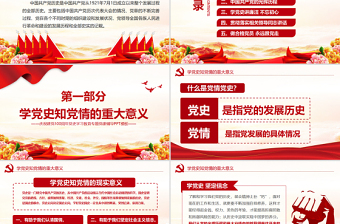 2025红色简洁学党史知党情跟党走PPT建党百年党史学习教育专题党课PPT模板免费下载