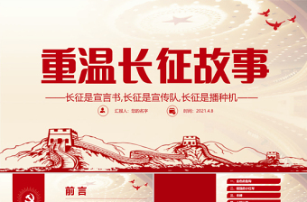 2025大气精美重温长征故事传承红色精神PPT建党百年党史教育重温党史故事党课PPT模板免费下载