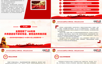 2025简洁大气在庆祝中国共产主义青年团成立100周年大会上的讲话精神解读团课课件免费下载