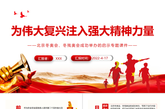 2025简洁实用为伟大复兴注入强大精神力量PPT精品北京冬奥会、冬残奥会成功举办的启示专题党课课件模板免费下载