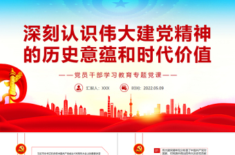 2025红色大气深刻认识伟大建党精神的历史意蕴和时代价值PPT红色党政风党员干部学习教育专题党课课件模板免费下载