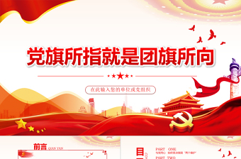 精美大气党旗所指就是团旗所向PPT红色大气坚持党的领导建团100周年共青团团课课件免费下载