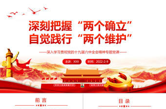2025优质深刻把握“两个确立”自觉践行“两个维护”PPT红色党政风深入学习贯彻党的十九届六中全会精神专题党课课件免费下载