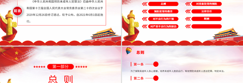 2025红色大气学习贯彻《中华人民共和国预防未成年人犯罪法》PPT模板免费下载