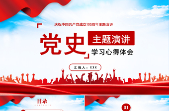 2025红色党建风百年党史学习心得体会主题演讲PPT庆祝中国共产党成立100周年主题演讲专题课件模板免费下载