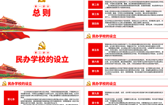 2025红色大气学习解读《中华人民共和国民办教育促进法试试条例》PPT模板免费下载