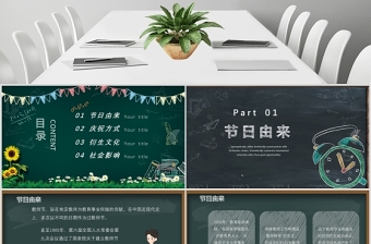 2025时尚大气创意黑板粉笔感恩教师节ppt动态模板免费下载