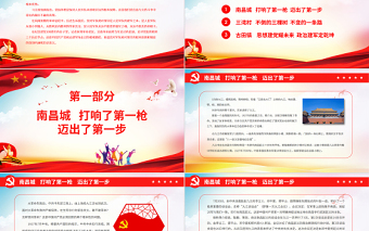 红色质朴党指挥枪的三个历史节点PPT红色庄严发端于南昌起义奠基于三湾改编定型于古田会议党史学习课件免费下载