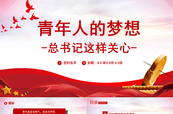 2025免费青年人的梦想总书记这样关心PPT红色党政风团员干部学习教育专题团课课件模板免费下载