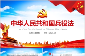 2025红色大气中华人民共和国兵役法PPT最新修订版规范和加强国家兵役工作部队征兵宣传党课课件免费下载