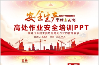 2025红色党建风高处作业管理要求高处作业安全生产培训动态PPT模板免费下载