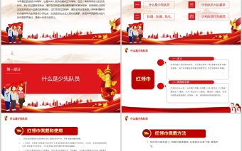 2025红色简洁鲜艳的红领巾PPT红色卡通中国少年先锋队少先队礼仪基本规范主题课件模板免费下载
