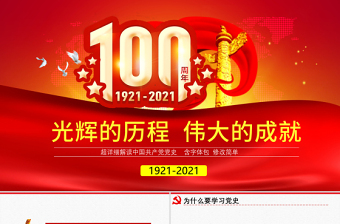 2025红色精美原创中国共产党党史建党100周年党课学习ppt-含讲稿免费下载