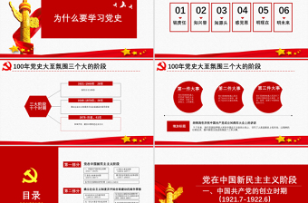 2025红色精美原创中国共产党党史建党100周年党课学习ppt-含讲稿免费下载