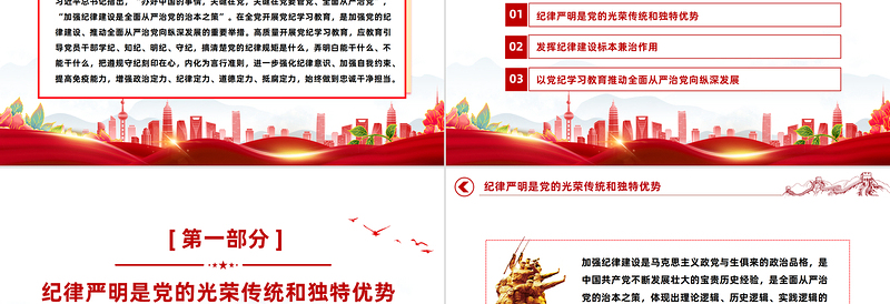 2025红色精美加强纪律建设是全面从严治党的治本之策PPT课件模板免费下载