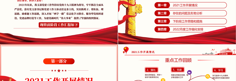 2025红色经典年终党建工作总结PPT大气简约基层党组织党支部年度工作汇报新年工作计划述职述廉报告模板免费下载