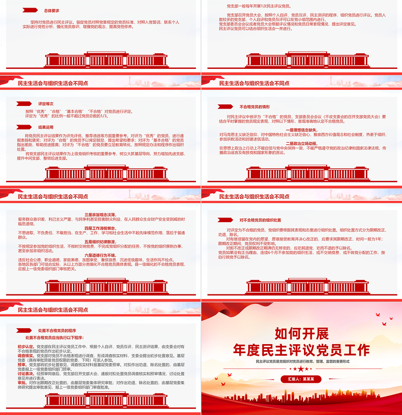 2025如何开展年度民主评议党员工作PPT民主生活会党课免费下载