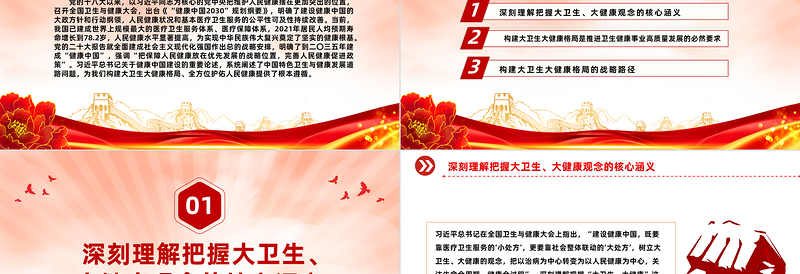 2025红色精美构建大卫生大健康格局全方位护佑人民健康PPT课件免费下载