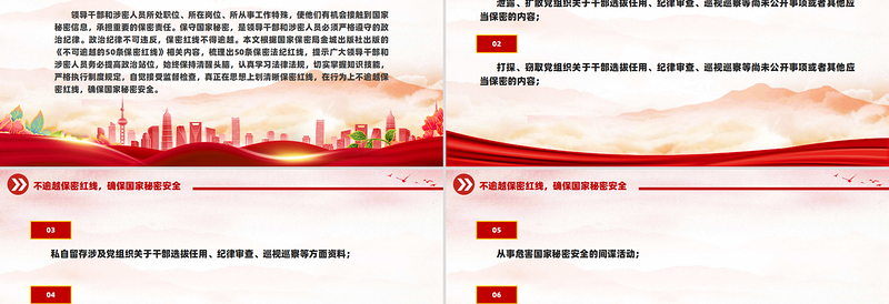 2025简约大气保密知识学习之50条不可逾越的保密红线PPT党课课件免费下载