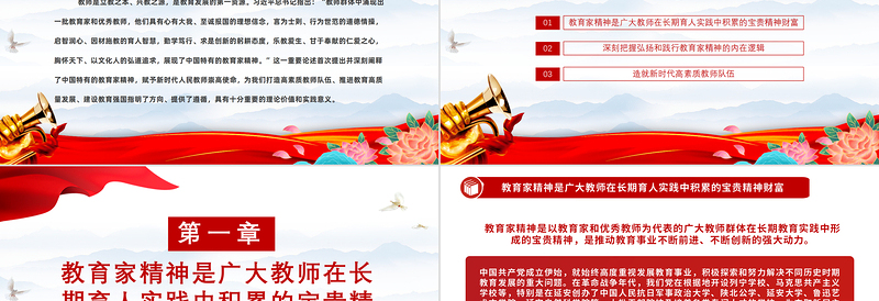 2025精美时尚努力培养造就堪当民族复兴大任的大国良师PPT简洁风学习中国特有的教育家精神课件免费下载