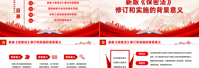 2025大气精美红色党政风解读学习《中华人民共和国保守国家秘密法》PPT免费下载