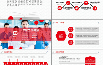 2025时尚大气红色微立体风格医院工作总结汇报PPT模板免费下载