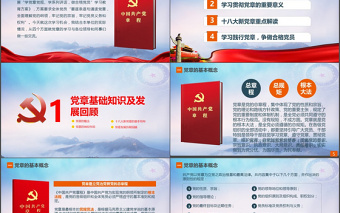 精美时尚学习党章（2012年修改版本）党规党支部党委两学一做做合格党员PPT免费下载