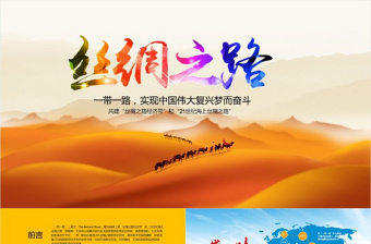2025红色创意一带一路（党建）新丝绸之路PPT模版免费下载