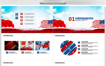2025简洁实用中美贸易战动态PPT模版免费下载