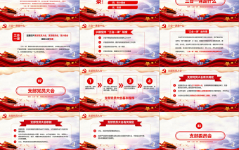 2025精美时尚红色党建党员十九大落实三会一课制度党政教育微党课ppt模板免费下载