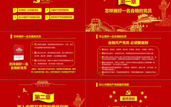 2025精美时尚党政红色金色做合格共产党员党课闪亮简洁PPT模板免费下载