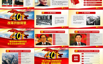 2025红色简洁原创改革开放四十周年成就展经验党课学习PPT免费下载