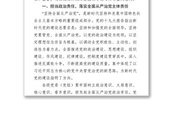 2025精品强化政治担当推动全面从严治党纵深发展免费下载
