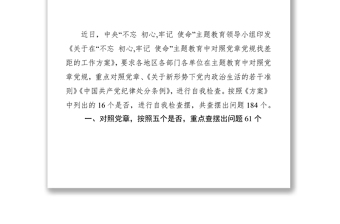 2025全新最新主题教育中对照党章党规找差距查摆出问题清单汇编大全免费下载