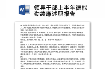2025全新领导干部上半年德能勤绩廉述职报告免费下载