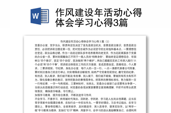 2025优秀作风建设年活动心得体会学习心得3篇免费下载