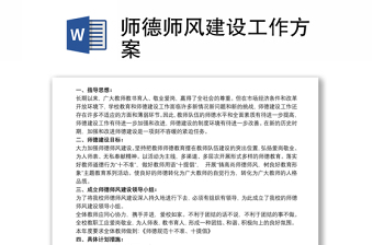 2025优质师德师风建设工作方案免费下载