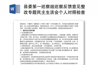 2025优质县委第一巡察组巡察反馈意见整改专题民主生活会个人对照检查材料3篇免费下载