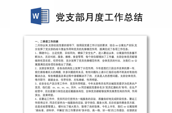 2025优质党支部月度工作总结免费下载